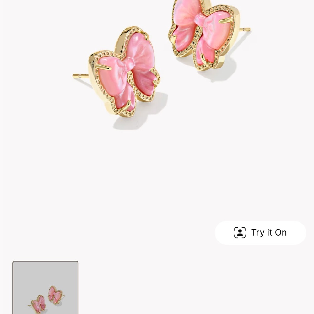 Kendra Scott Pink and Gold Butterfly Earrings